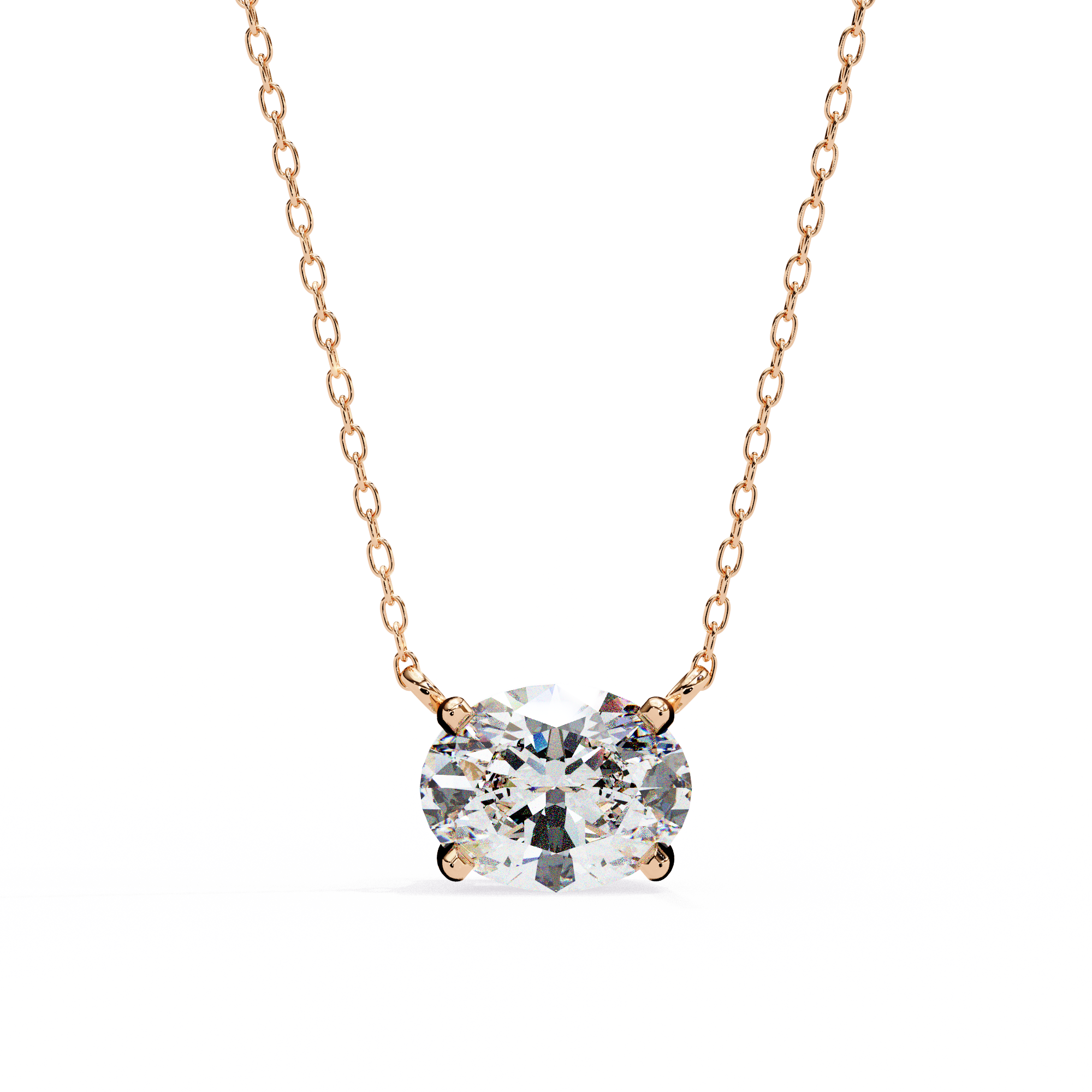 Solitairekart 1.66ct Oval-Cut East-West Natural Diamond Solitaire Pendant-H Color, VS1 Clarity